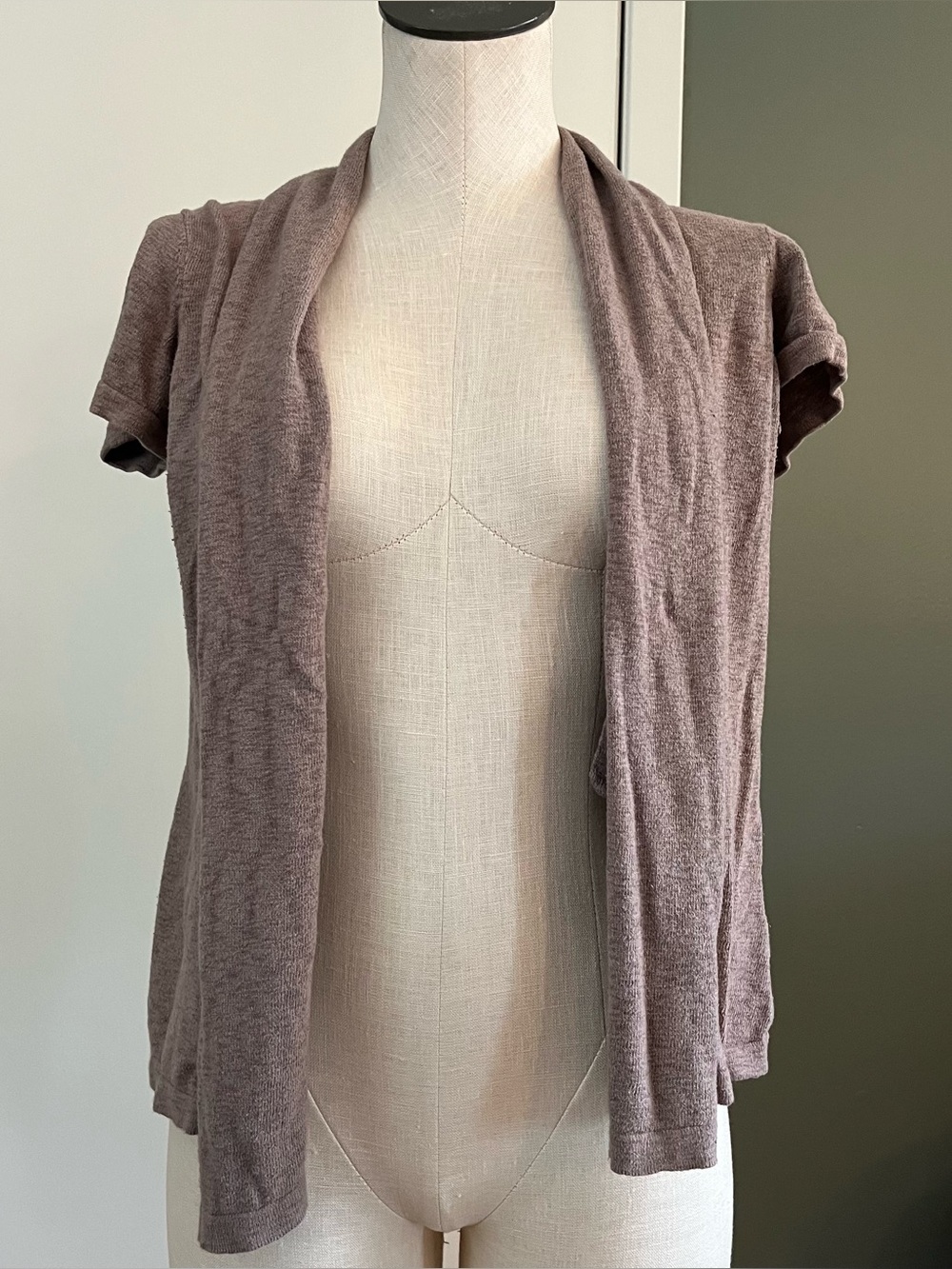 maurices Beige Knit Open Front Short Sleeve Cardigan Sweater Women’s L